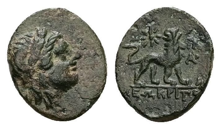 Ionia, Miletos, Ae, 0.94 g 11.70 mm. Circa 313/2-290 BC. ΛEΩKPIΓOΣ, magistrate.
...