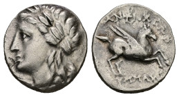 Caria, Alabanda (as Antiocheia). AR Drachm, 4.06 g 18.13 mm. Circa 197-190/88 BC. Symmachos, magistrate. 
Obv: Laureate head of Apollo to left. 
Rev: ...