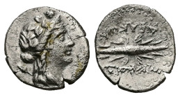 Caria, Myndos. AR Hemidrachm, 2.15 g 14.79 mm. Circa 2nd-1st centuries BC. Drakon, magistrate. Obv: Head of Dionysos right, wearing ivy-wreath; thyrso...