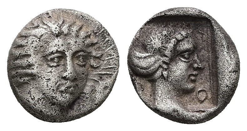 Caria, Rhodes. AR Hemidrachm, 1.78 g 11.94 mm. Circa 408/7-394 BC.
Obv: Head of ...