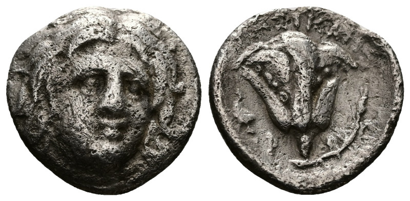Caria. Rhodes. AR Hemidrachm, 1.41 g 11.90 mm. Circa 275-250 BC. Erasikles, magi...