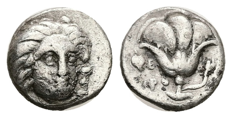 Caria, Rhodes. AR Hemidrachm, 1.56 g 11.57 mm. Circa 305-275 BC.
Obv: Head of He...