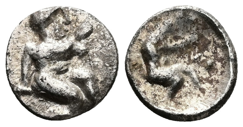 Cilicia, Uncertain. AR Hemiobol, 0.34 g 7.93 mm. 4th century BC. 
Obv: Female fi...