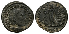 Licinius I, 308-324 AD. AE, Follis. 2.51 g. 19.95 mm. Alexandria.
Obv: IMP C VAL LICIN LICINIVS P F AVG. Bust of Licinius, radiate, draped, cuirassed...