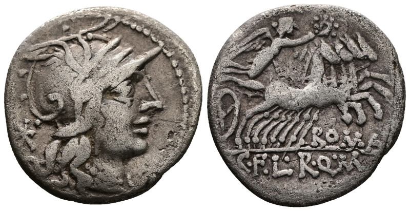 Q. Marcius, C. Fabius, and L. Roscius. BC 118-117. AR, Denarius. 3.53 g. 19.21 m...