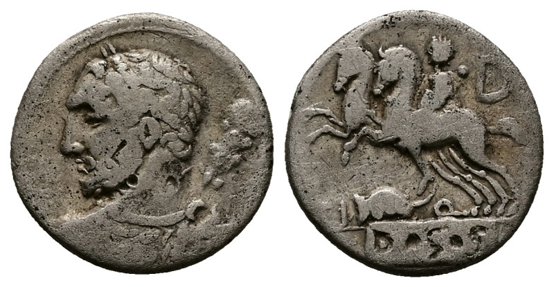 Ti. Quinctius, 112-111 BC. AR, Denarius. 3.50 g. 18.26 mm. Rome.
Obv: Bust of He...