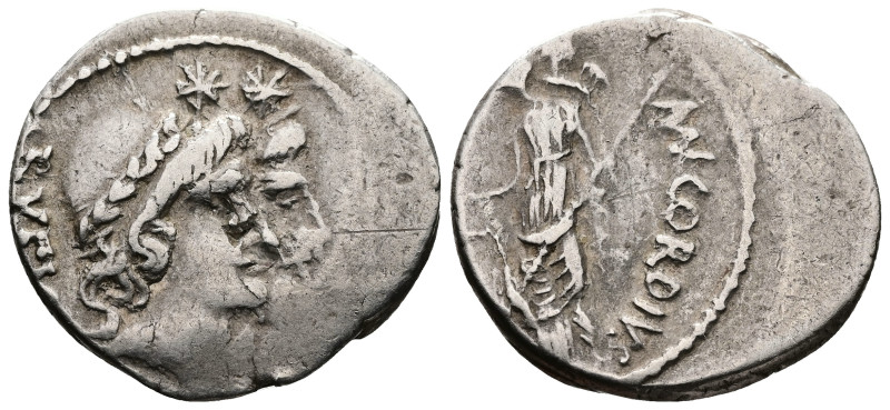 Mn. Cordius Rufus, 46 BC. AR, Denarius. 3.96 g. 18.71 mm. Rome.
Obv: RVFV[S IIIV...