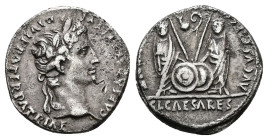 Augustus, 27 BC-AD 14. AR, Denarius. 3.49 g. 18.00 mm. Lugdunum.
Obv: CAESAR AVGVSTVS DIVI F PATER PATRIAE. Head of Augustus, laureate, right. Cmk: S....