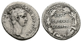 Claudius, AD 41-54. AR, Denarius. 3.53 g. 19.51 mm. Rome.
Obv: TI CLAVD CAESAR AVG GERM P M TR P. Head of Claudius, laureate, right.
Rev: EX SC OB C...