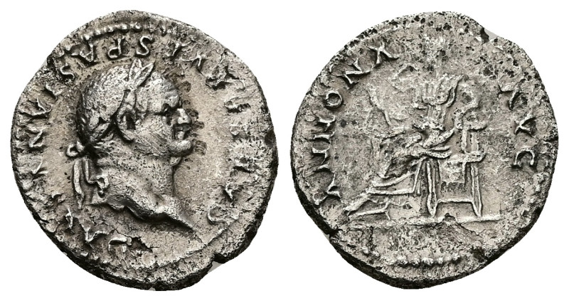 Vespasian, AD 69-79. AR, Denarius. 3.19 g. 19.63 mm. Rome.
Obv: CAESAR VESPASIAN...