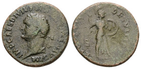 Domitian, AD 81-96. AE, As. 10.92 g. 27.35 mm. Rome. 13 September-31 December 81.
Obv: IMP CAES DIVI VE[SP F DOMITIAN] AVG P M: Head of Domitian, laur...