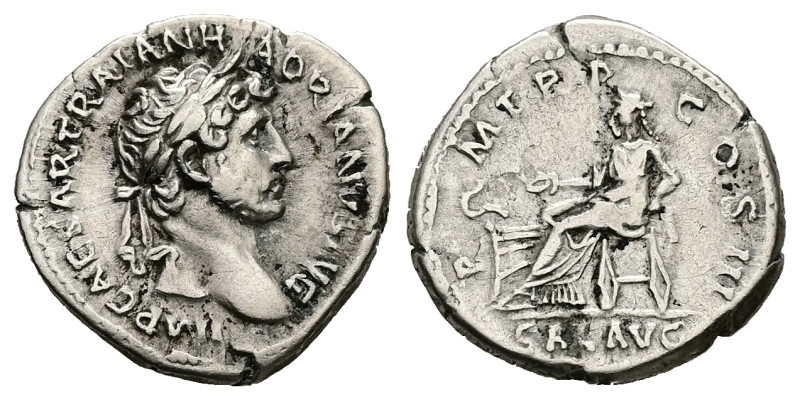 Hadrian, AD 117-138. AR, Denarius. 3.36 g. 19.10 mm. Rome.
Obv: IMP CAESAR TRAIA...