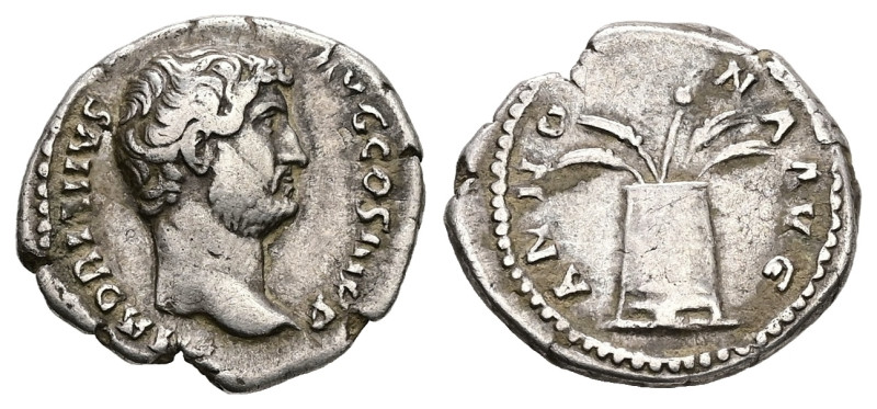 Hadrian, AD 117-138. AR, Denarius. 3.39 g. 19.62 mm. Rome.
Obv: HADRIANVS AVG CO...