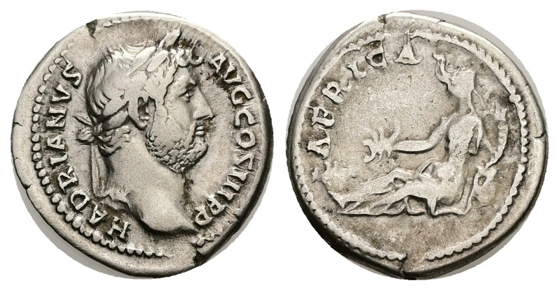 Hadrian, AD 117-138. AR, Denarius. 3.47 g. 19.20 mm. Rome.
Obv: HADRIANVS AVG C...