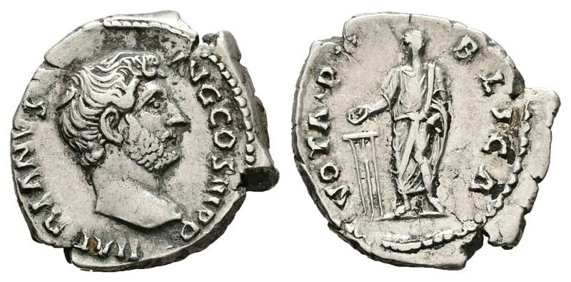 Hadrian, AD 117-138. AR, Denarius. 3.17 g. 19.40 mm. Rome. 137-July 138.
Obv: HA...