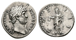 Hadrian, AD 117-138. AR, Denarius. 3.20 g. 19.37 mm. Rome.
Obv: HADRIANVS AVGVSTVS. Head of Hadrian, laureate, right, with slight drapery on his left ...