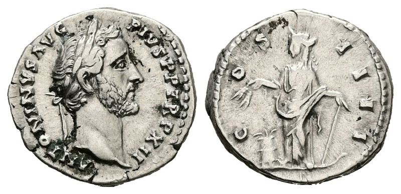 Antoninus Pius, AD 138-161. AR, Denarius. 3.37 g. 18.21 mm. Rome.
Obv: ANTONINVS...