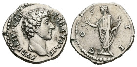 Marcus Aurelius as Caesar, AD 139-161. AR, Denarius. 3.63 g. 18.65 mm. Rome.
Obv: AVRELIVS CAESAR AVG PII F. Head of Marcus Aurelius, bare, right.
Rev...
