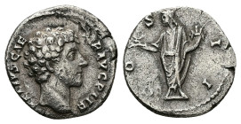 Marcus Aurelius as Caesar, AD 139-161. AR, Denarius. 2.82 g. 17.15 mm. Rome.
Obv: AVRELIVS CAESAR AVG PII F. Head of Marcus Aurelius, bare, right.
Rev...