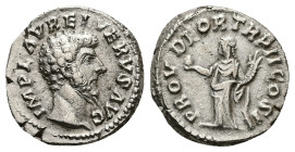Lucius Verus, AD 161-169. AR, Denarius. 3.88 g. 18.68 mm. Rome.
Obv: IMP L AVREL VERVS AVG. Head of Lucius Verus, bare, right.
Rev: PROV DEOR TR P II ...