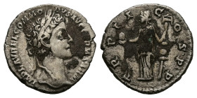Commodus, AD 177-192. AR, Denarius. 3.16 g. 18.41 mm. Rome.
Obv: IMP L AVREL COMMODVS AVG GERM SARM. Head of Commodus, laureate, right.
Rev: TR POT II...