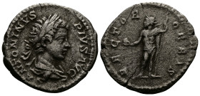 Caracalla, AD 198-217. AR, Denarius. 3.02 g. 19.67 mm. Rome.
Obv: ANTONINVS PIVS AVG. Bust of Caracalla, laureate, draped, right.
Rev: RECTOR ORBIS. S...