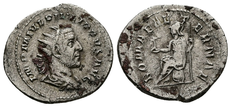 Philip I, AD 244-249. AR, Antoninianus. 3.76 g. 25.04 mm. Rome.
Obv: IMP M IVL P...