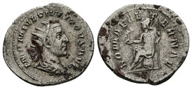 Philip I, AD 244-249. AR, Antoninianus. 3.76 g. 25.04 mm. Rome.
Obv: IMP M IVL PHILIPPVS AVG. Bust of Philip the Arab, radiate, draped, right.
Rev: RO...