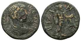 Thrace, Bizya. Geta, AD 209-211. AE. 10.93 g. 26.10 mm.
Obv: AYT KΡA Π CEΠ ΓETA CEB. Laureate, draped, cuirassed bust of Geta, right.
Rev: Herakles st...