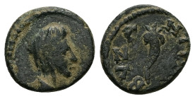Thrace, Byzantium. Pseudo-autonomous, c. AD 2nd century. AE. 2.11 g. 14.66 mm.
Obv: Veiled and draped bust right of Demeter.
Rev: ΒΥΖΑΝΤΙΩΝ. Cornucopi...