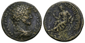 Thrace, Hadrianopolis. Marcus Aurelius. As Caesar, AD 139-161. AE. 10.37 g. 25.38 mm.
Obv: Μ ΑVΡΗΛΙΟϹ ΟVΗΡΟϹ ΚΑΙϹΑΡ. Bare-headed bust of Marcus Aureli...
