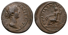 Thrace, Pautalia. Faustina II, AD 147-175. AE. 3.96 g. 21.53 mm. 
Obv: ΦΑVϹΤΕΙΝΑ ϹΕΒΑϹΤΗ. Draped bust of Faustina II, right.
Rev: ΟVΛΠΙΑϹ ΠΑVΤΑΛΙΑϹ. D...