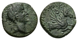 Mysia, Lampsacus. Tiberius, AD 14-37. AE. 3.65 g. 15.67 mm. 
Obv: [ΝΕΡⲰΝ ΚΛΑΥΔ]ΙΟϹ ΚΑΙϹΑΡ; laureate head of Nero, l.
Rev: ΛΑΜΨΑΚΗ; winged hippocamp, r...