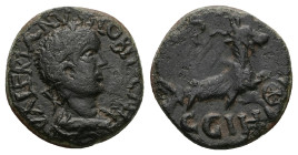 Mysia, Parium. Valerian II as Caesar, AD 256-258. AE. 2.63 g. 18.77 mm. 
Obv: VALERIANVS NOBIL CAES. Laureate, draped and cuirassed bust of Valerian, ...