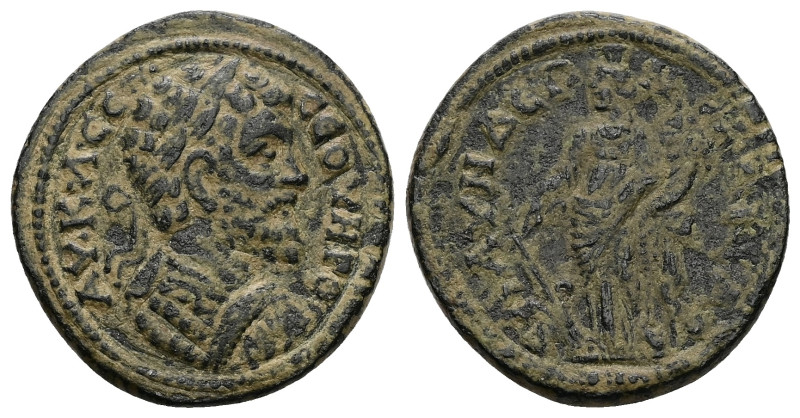Lydia, Blaundus. Septimius Severus, AD 193-211. AE. 9.25 g. 27.11 mm.
Obv: AY K ...