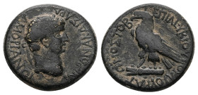 Phrygia, Amorium. Nero, AD 54-68. AE. 6.27 g. 21.21 mm. Leukios Ioulios Kato, magistrate.
Obv: ΝΕΡΩΝΑ ΚΑΙΣΑΡΑ ΑΜΟΡΙΑΝΟΙ. Laureate head of Nero, right....