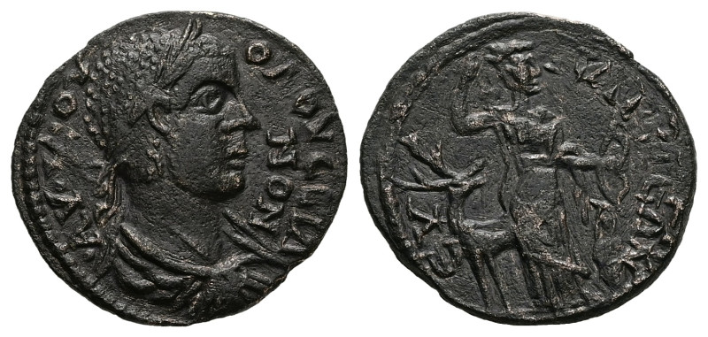 Phrygia, Eucarpia. Volusian, AD 251-253. AE. 4.97 g. 22.27 mm.
Obv: ΑΥ Κ ΟΥΟΛΟΥϹ...