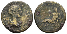 Phrygia, Nacolea. Plautilla, wife of Caracalla. AE. 11.39 g. 26.89 mm.
Obv: ΦOYΛ ΠΛAYTIΛΛA CEBA. Draped bust of Plautilla, right.
Rev: [ΝΑΚ]ΟΛΕΩΝ ΠΑ...