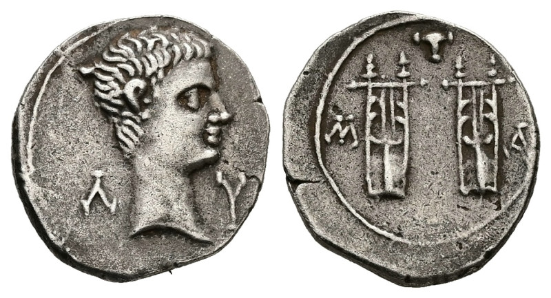 Lycia, Masikytes. Augustus 27 BC-AD 14. AR, Drachm. 2.97 g. 18.36 mm.
Obv: ΛΥ. B...