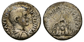 Cappadocia, Caesarae. Caracalla as Caesar, AD 196-198. AR. 2.98 g. 17.27 mm.
Obv: Μ ΑΥΡΗ ΑΝΤΩΝ ΚΑI. Bareheaded, draped, and cuirassed bust of Caracall...