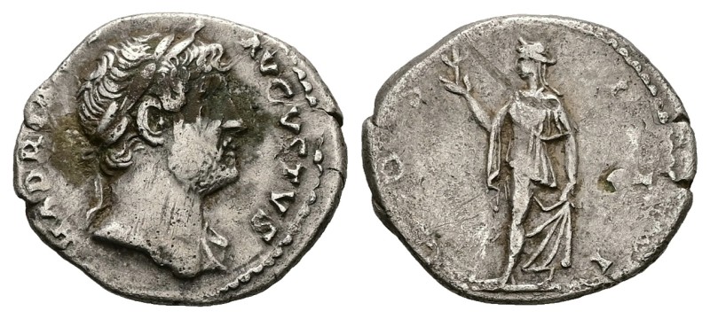 Hadrian, AD 117-138. AR, Denarius. 3.10 g. 19.07 mm. Rome.
Obv: HADRIANVS AVGVS...