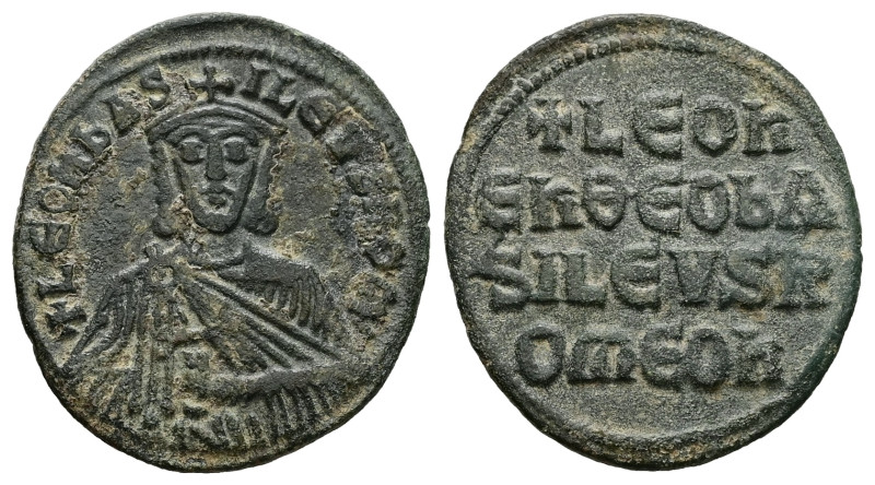 Leo VI the Wise, AD 886-912. AE, Follis. 5.96 g. 27.78 mm. Constantinople.
Obv: ...