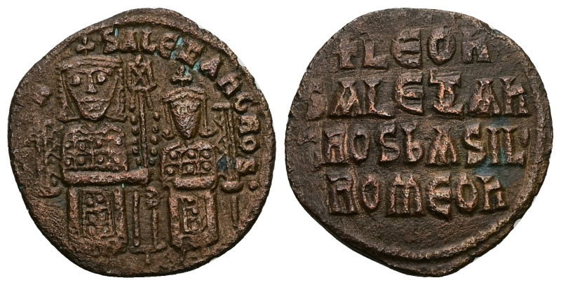 Leo VI the Wise and Alexander, AD 886-912. AE, Follis. 5.86 g. 25.80 mm. Constan...