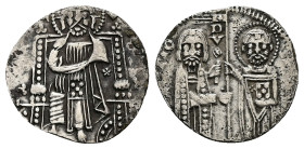 Republic of Venice. Giovanni Soranzo, AD 1312-1328. AR, Grosso. 1.67 g. 18.49 mm. Venice.
Obv: Facing figure of Nimbate Christ Pantocrator, enthroned,...