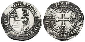 Knights of St. John. Grand Master Hélion de Villeneuve, AD 1319-1346. AR, Gigliato. 3.64 g. 27.31 mm.
Obv: [+ FR ЄLIOn D VILA [..]V[.] DI GRA mR]. Gr...