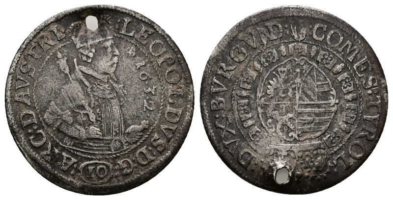 Austria Empire. Archduchy of Austria. Leopold V, AD 1626-1636. AR, 10 Kreuzer. 4...