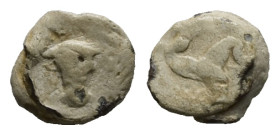 PB Greek tessera. Pisidia, Adada (c. 1st century BC)
Obv: Bucranium.
Rev: Triskeles.
Cf. Bertolami EA 259, 577; SNG BnF 1021 (coin).
Weight: 4.65 g.
D...