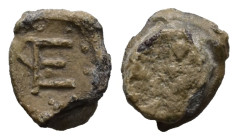 PB Roman seal (c. AD 4th century)
On the face, monogram; the bottom is blank.
Weight: 8.30 g.
Diameter: 18.73 mm.
