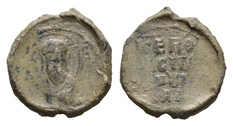 PB Byzantine lead seal (AD 10th–11th centuries)
Obv: Bust of St Gregory; details...