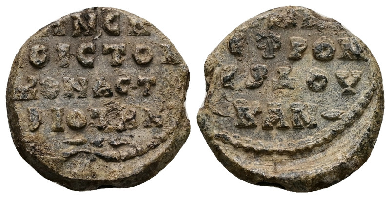 AE Byzantine seal of Constantine? Monasteriotes, magistros and doux (c. AD 12th–...